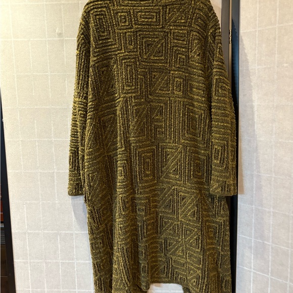 Gispa Donna Made in Italy Vintage Textured Olive Long Sleeve Coat size 2X - Picture 2 of 3